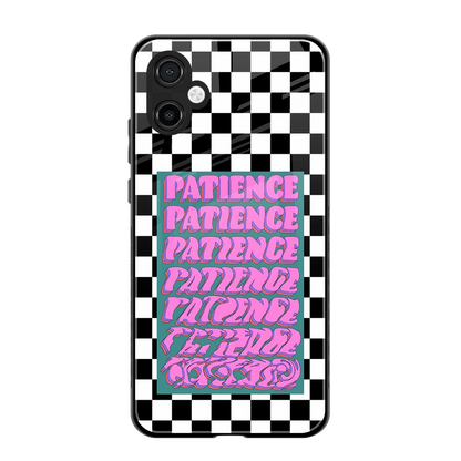 Patience Checkered back phone cover | glass case for samsung galaxy a06 5g