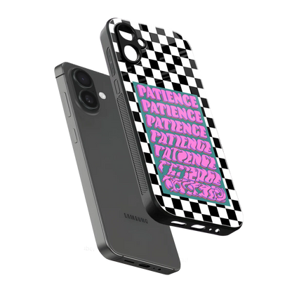 Patience Checkered sleek samsung galaxy a06 5g cover with tempered glass back and TPU edges