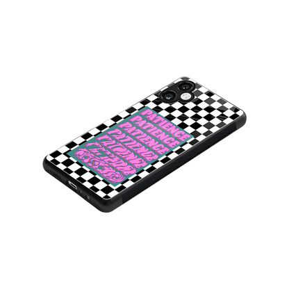 Patience Checkered stylish phone case for samsung galaxy a06 5g | glossy glass and slim fit