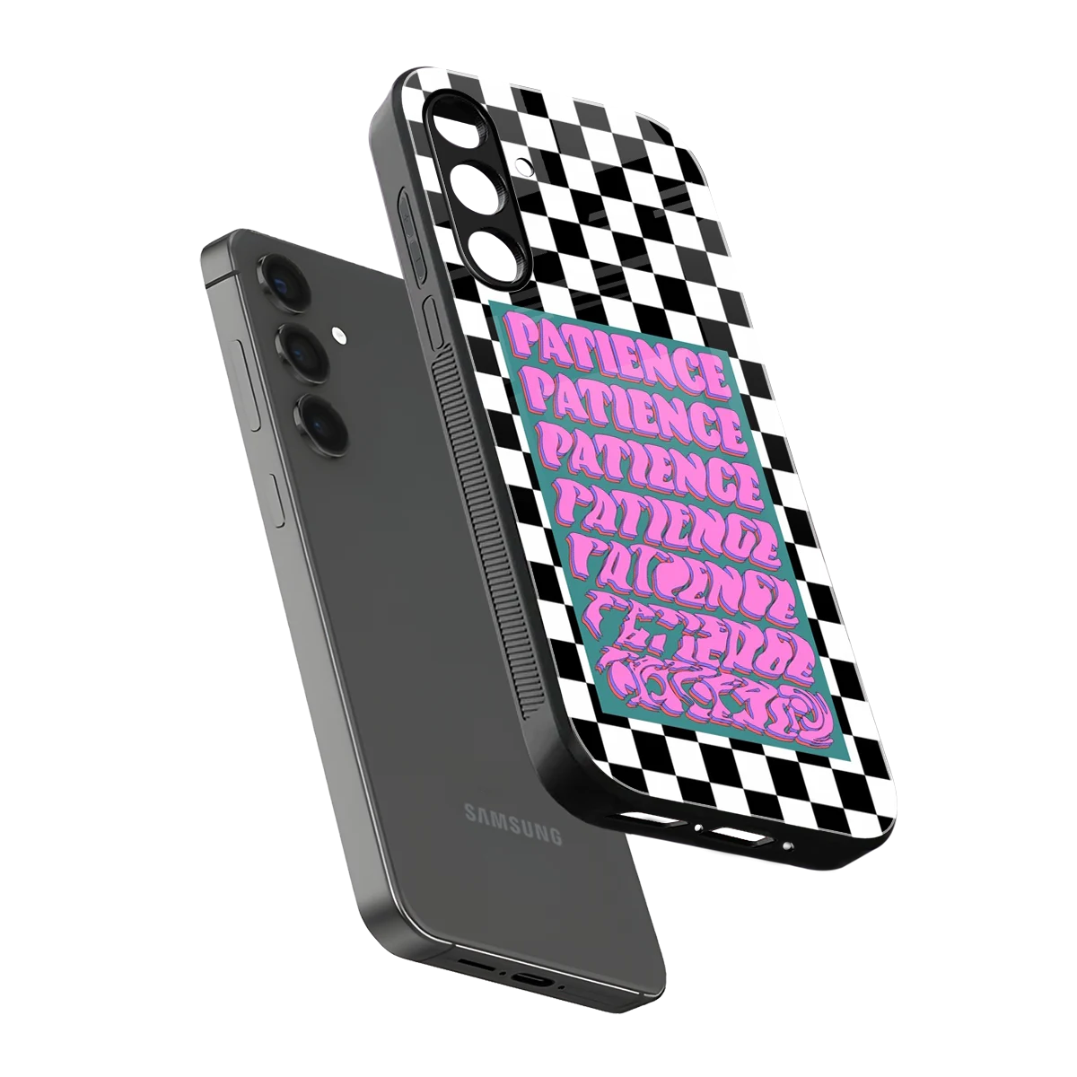 Patience Checkered sleek samsung galaxy a16 5g cover with tempered glass back and TPU edges