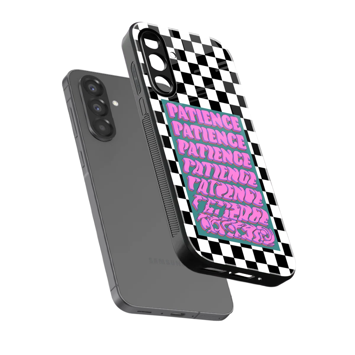 Patience Checkered sleek samsung galaxy a17 5g cover with tempered glass back and TPU edges