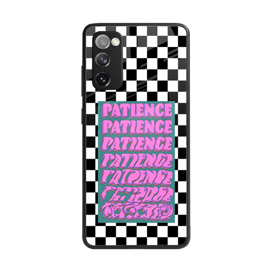 Patience Checkered back phone cover | glass case for samsung galaxy s20 fe