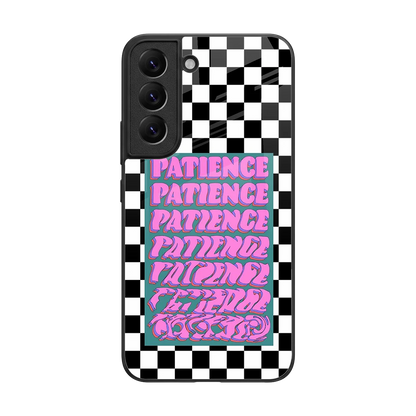 Patience Checkered back phone cover | glass case for samsung galaxy s22