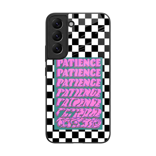 Patience Checkered back phone cover | glass case for samsung galaxy s22