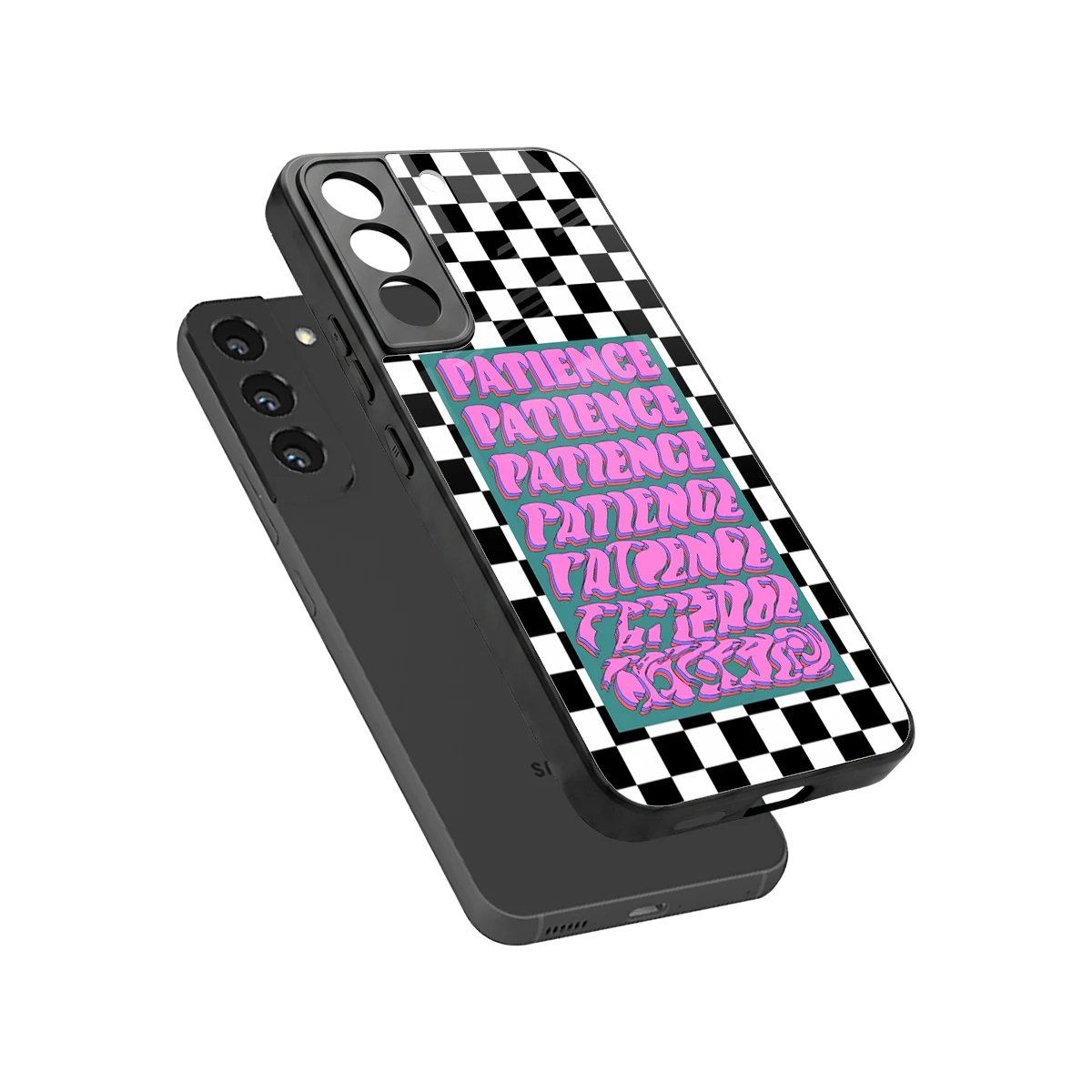 Patience Checkered sleek samsung galaxy s22 cover with tempered glass back and TPU edges