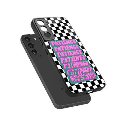 Patience Checkered sleek samsung galaxy s22 cover with tempered glass back and TPU edges