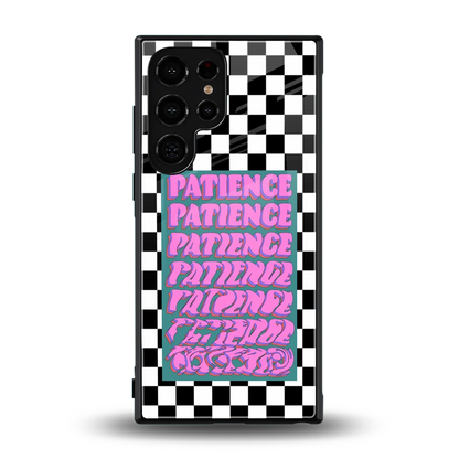 Patience Checkered back phone cover | glass case for samsung galaxy s24 ultra