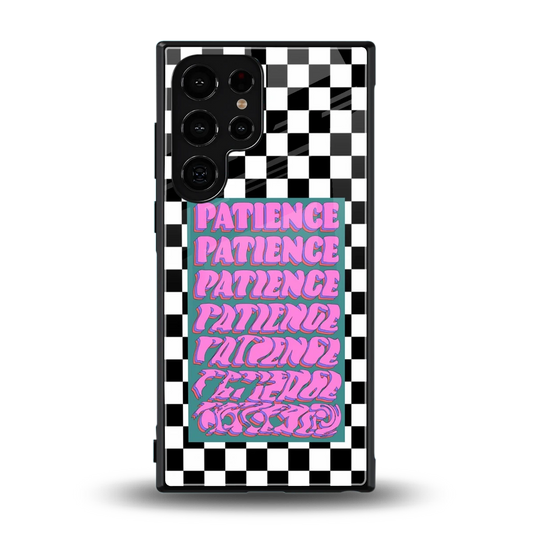 Patience Checkered back phone cover | glass case for samsung galaxy s24 ultra