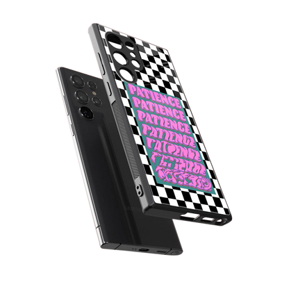 Patience Checkered sleek samsung galaxy s23 ultra cover with tempered glass back and TPU edges