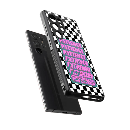 Patience Checkered sleek samsung galaxy s25 ultra cover with tempered glass back and TPU edges