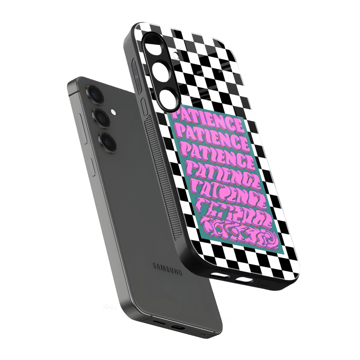 Patience Checkered sleek samsung galaxy s24 cover with tempered glass back and TPU edges