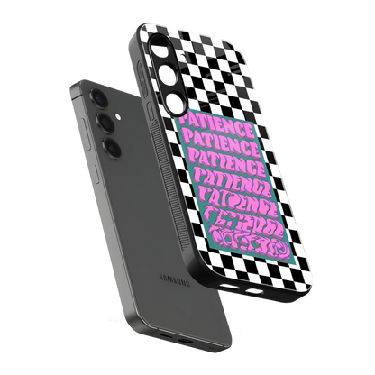 Patience Checkered sleek samsung galaxy s24 cover with tempered glass back and TPU edges