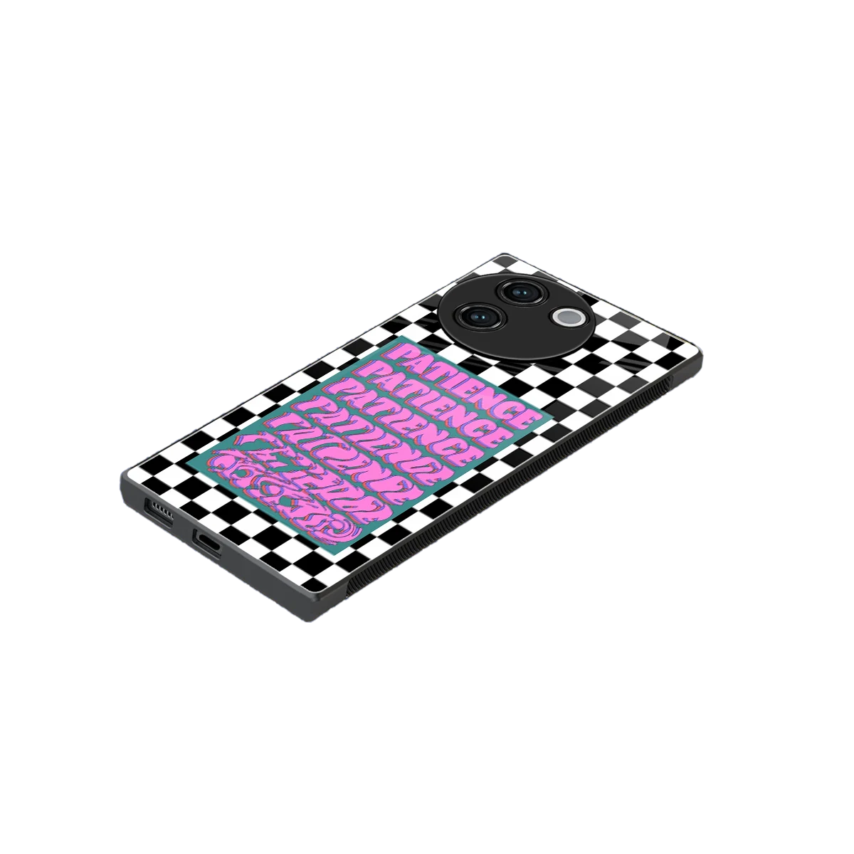 Patience Checkered stylish phone case for vivo v30e | glossy glass and slim fit