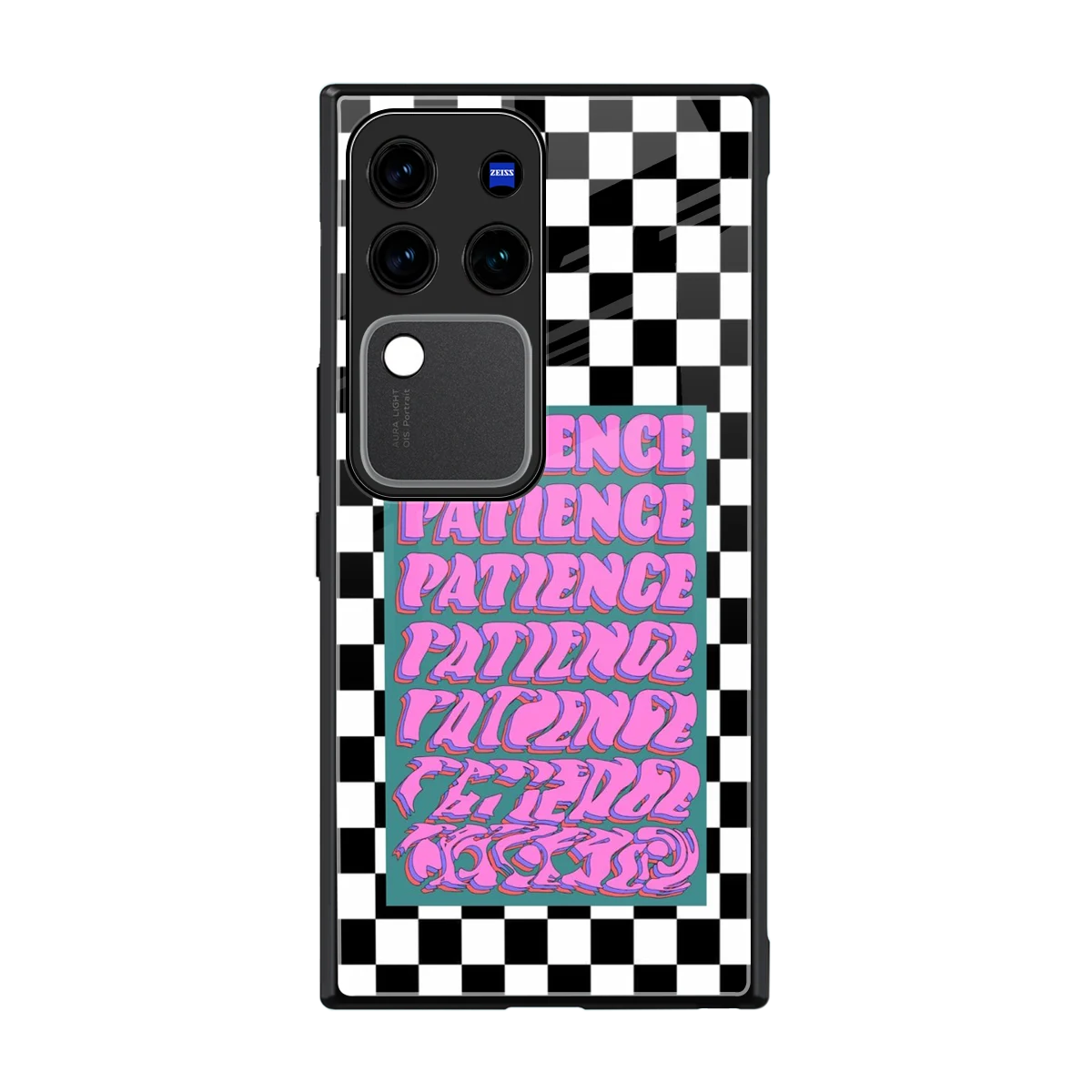 Patience Checkered back phone cover | glass case forvivo v30 pro