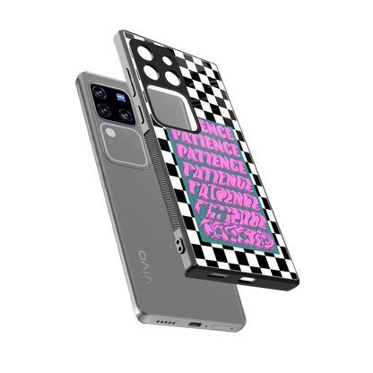 Patience Checkered sleekvivo v30 pro cover with tempered glass back and TPU edges