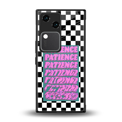 Patience Checkered back phone cover | glass case for vivo v30