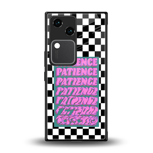 Patience Checkered back phone cover | glass case for vivo v30