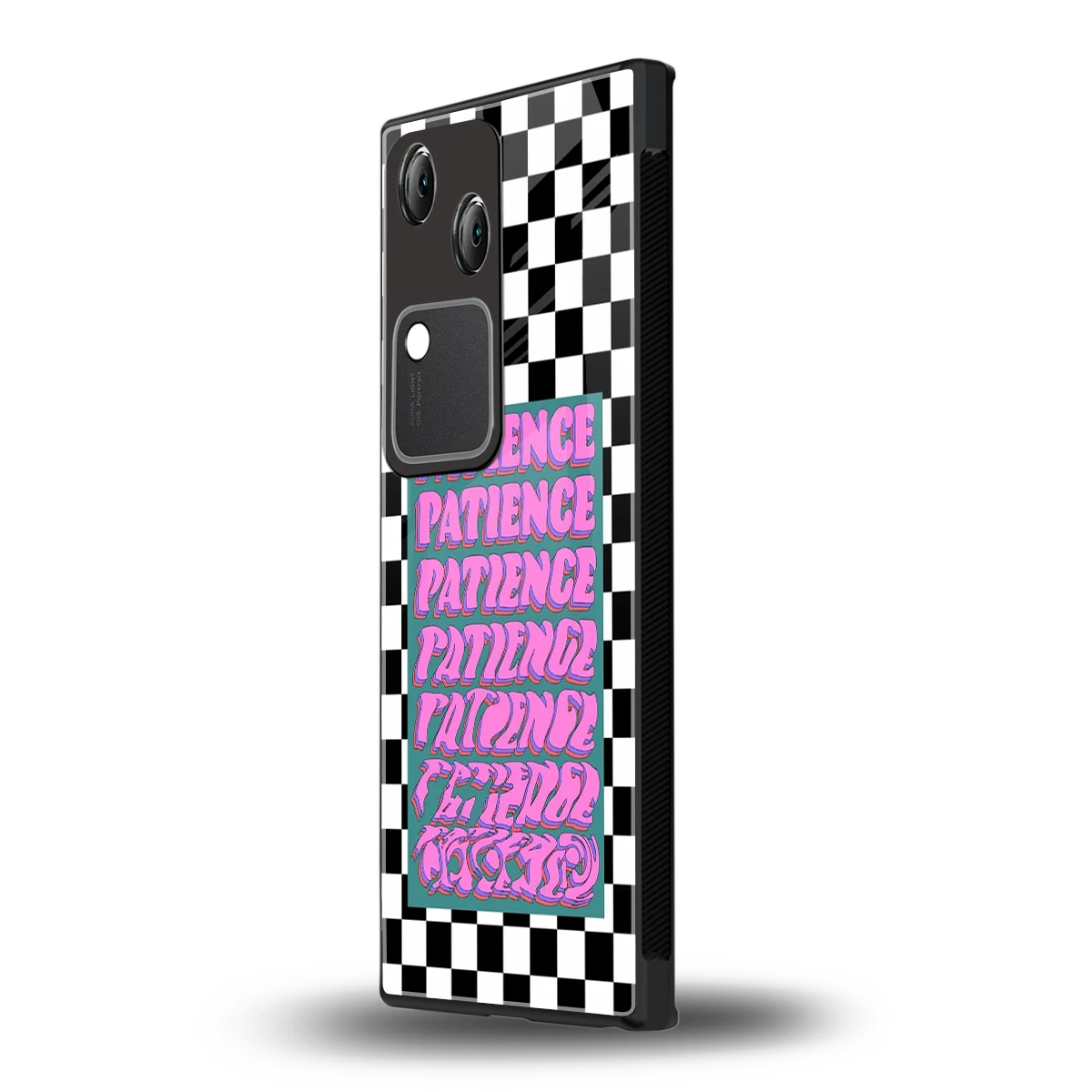 Patience Checkered vivo v30 mobile cover | shockproof glass phone case
