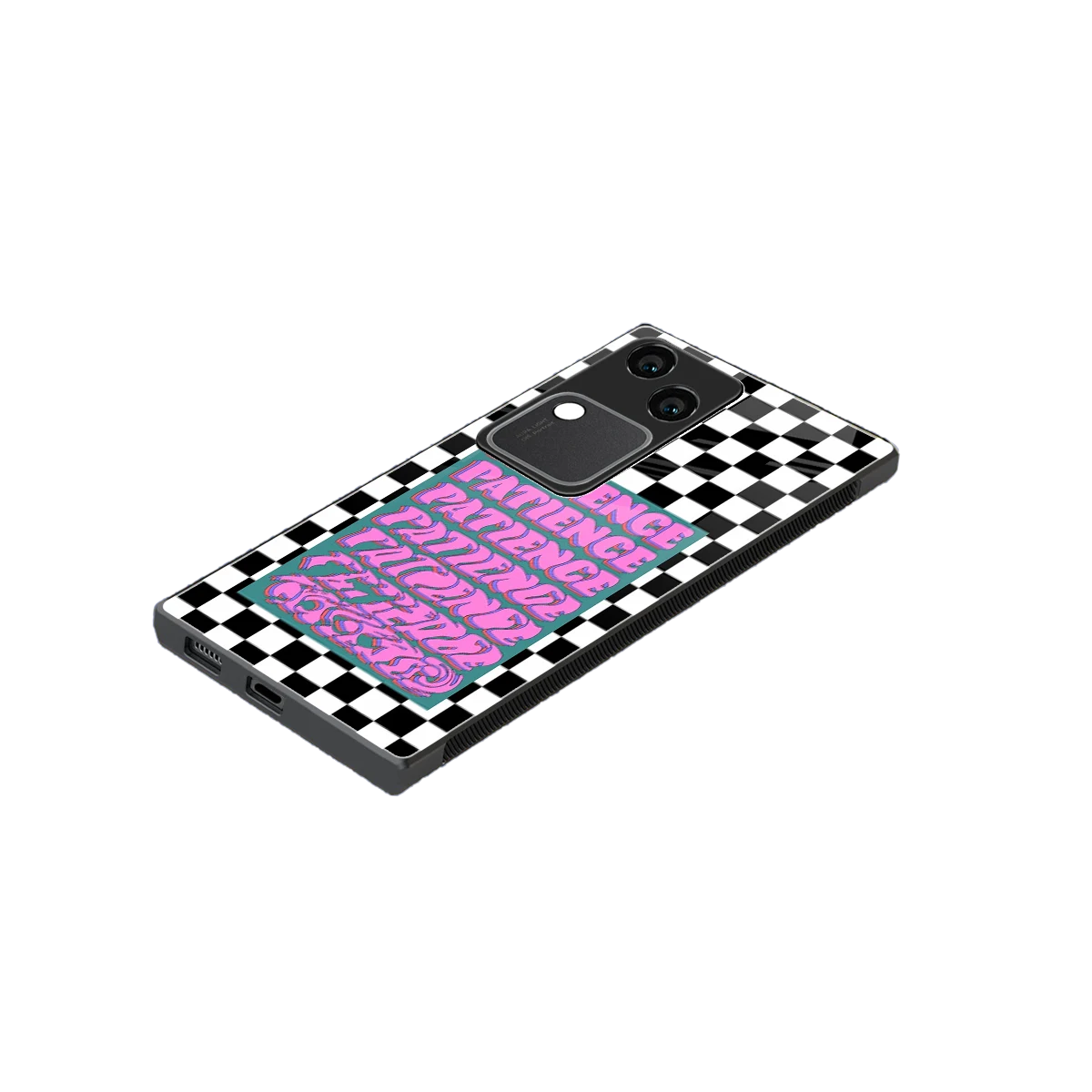 Patience Checkered stylish phone case for vivo v30 | glossy glass and slim fit