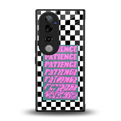 Patience Checkered back phone cover | glass case for vivo v40 pro
