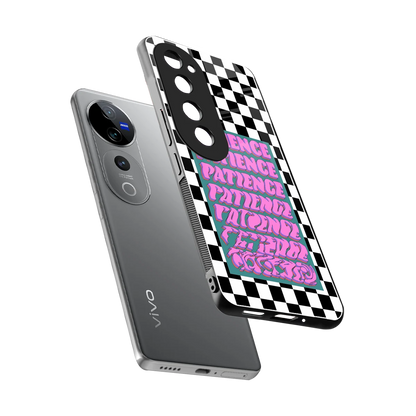 Patience Checkered sleek vivo v40 pro cover with tempered glass back and TPU edges