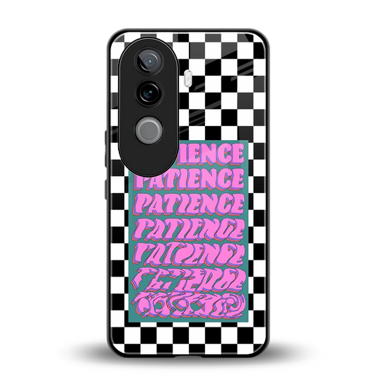 Patience Checkered back phone cover | glass case for vivo v40e