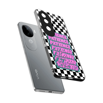 Patience Checkered sleek vivo v40e cover with tempered glass back and TPU edges