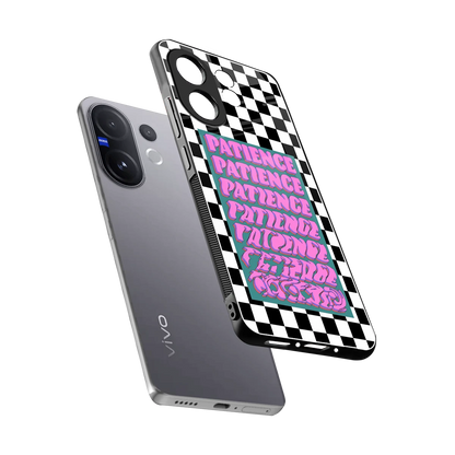 Patience Checkered sleek vivo v60 cover with tempered glass back and TPU edges