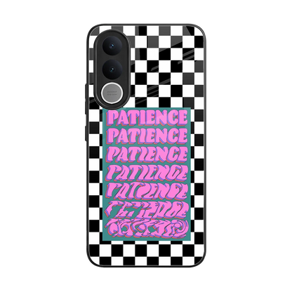 Patience Checkered back phone cover | glass case for vivo v70 fe