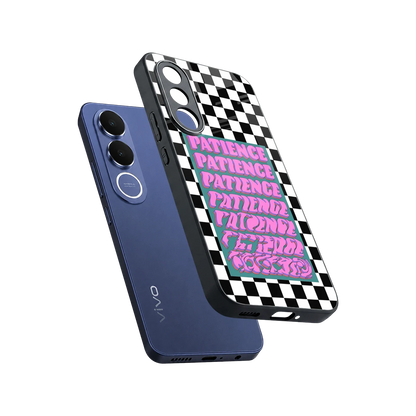 Patience Checkered sleek vivo v70 fe cover with tempered glass back and TPU edges