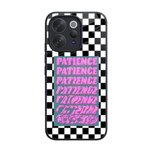 Patience Checkered back phone cover | glass case for vivo v70
