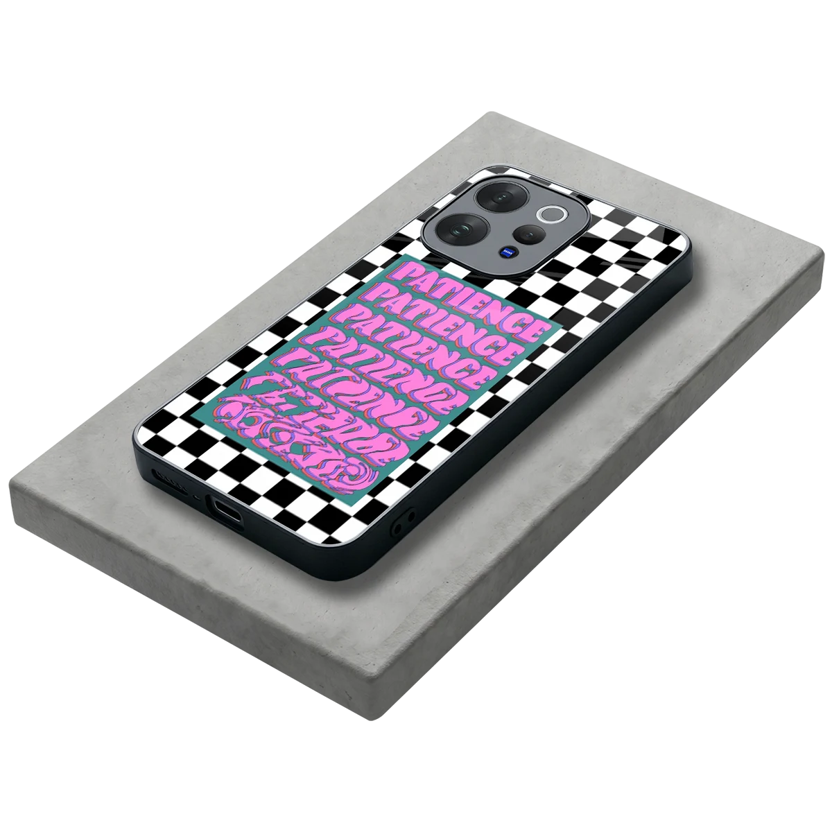 Patience Checkered stylish phone case for vivo v70 | glossy glass and slim fit