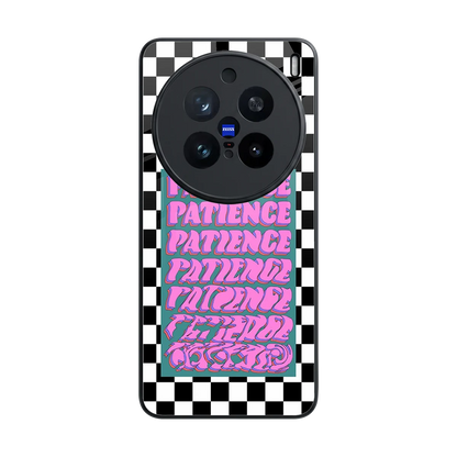 Patience Checkered back phone cover | glass case for vivo x200 pro