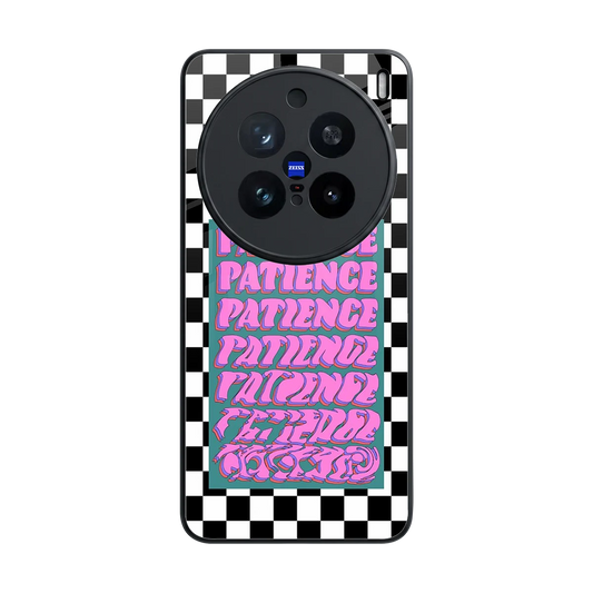 Patience Checkered back phone cover | glass case for vivo x200 pro