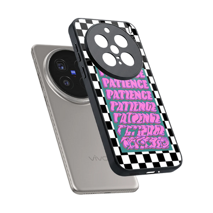 Patience Checkered sleek vivo x200 pro cover with tempered glass back and TPU edges