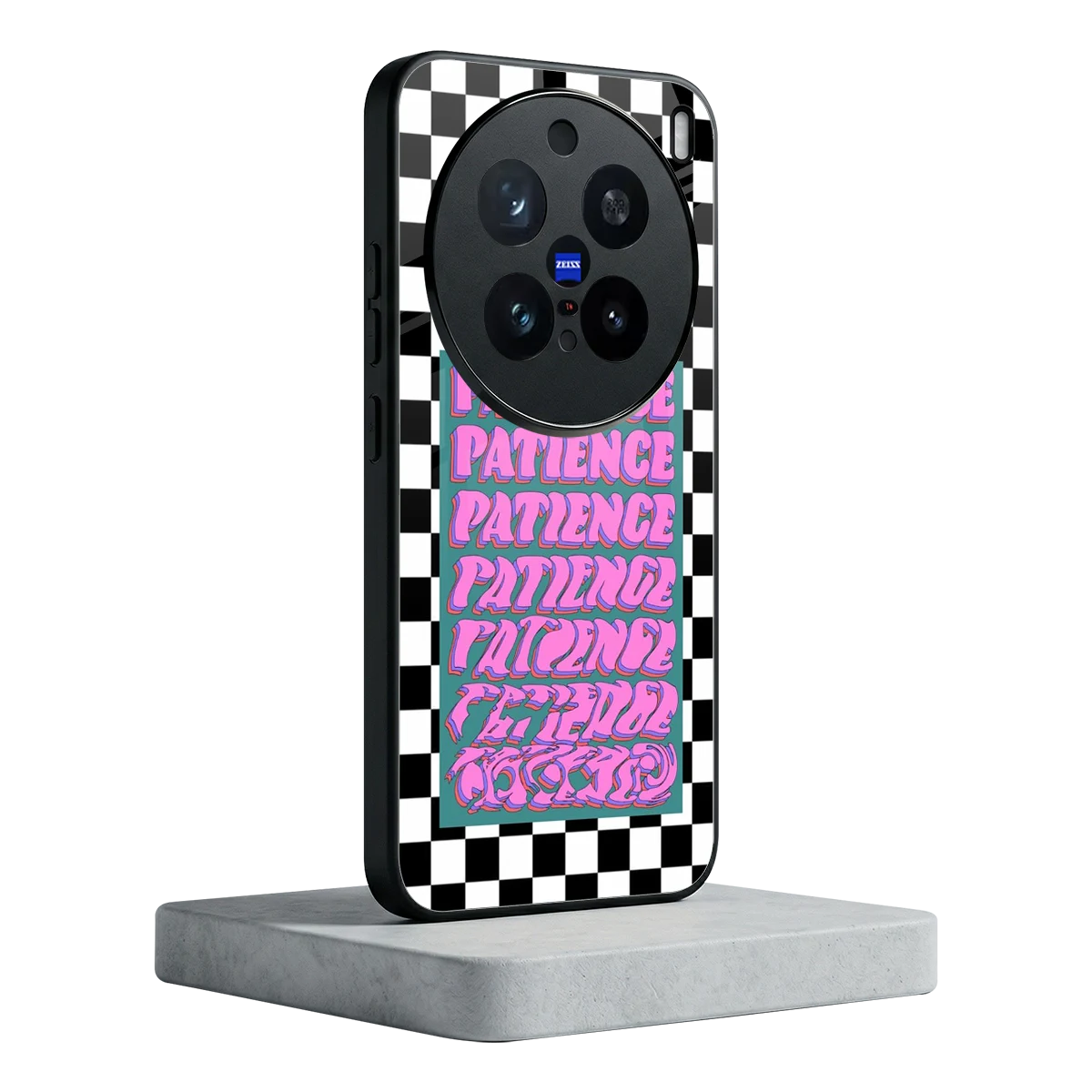 Patience Checkered vivo x200 pro mobile cover | shockproof glass phone case