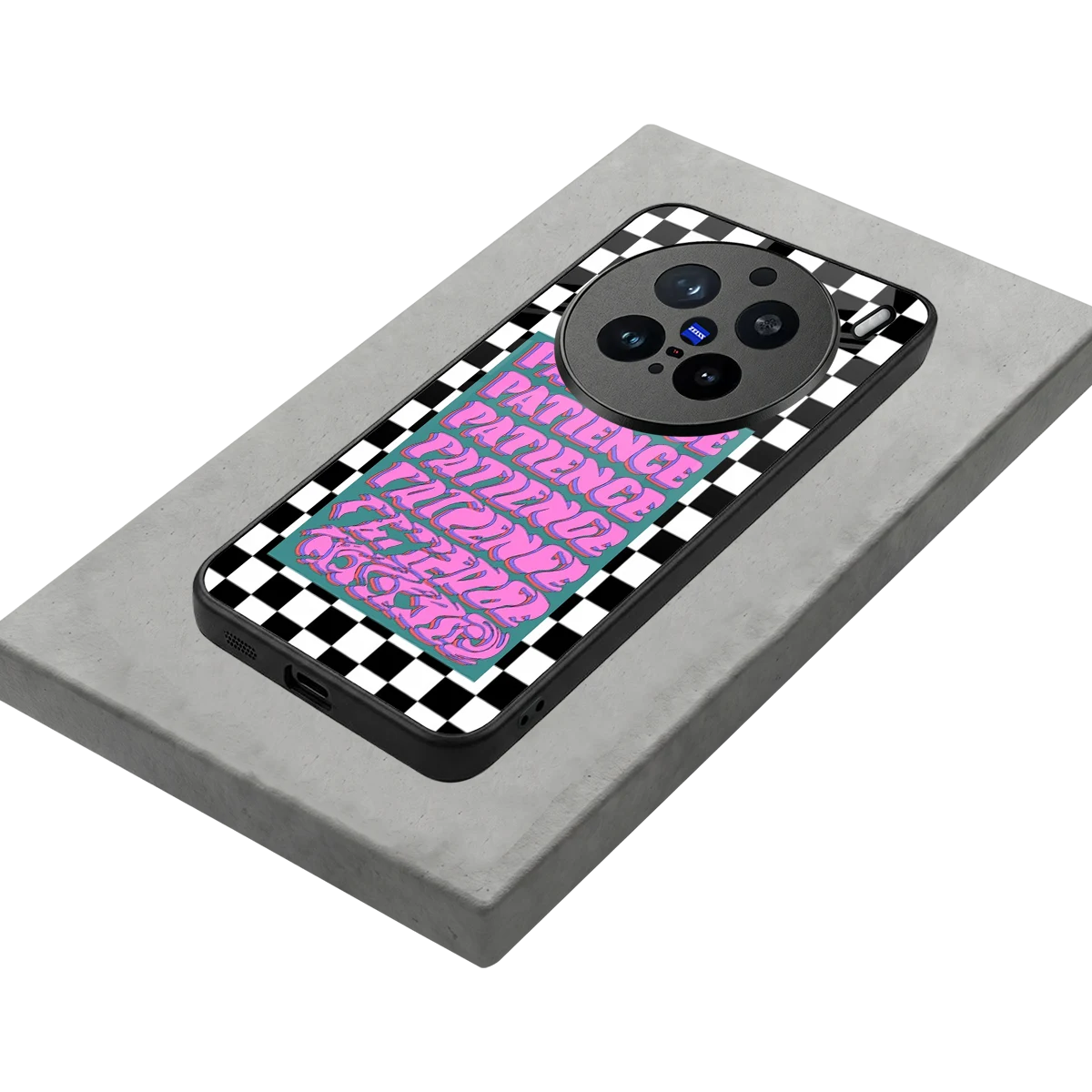 Patience Checkered stylish phone case for vivo x200 pro | glossy glass and slim fit