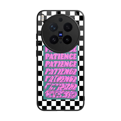 Patience Checkered back phone cover | glass case for vivo x300 pro