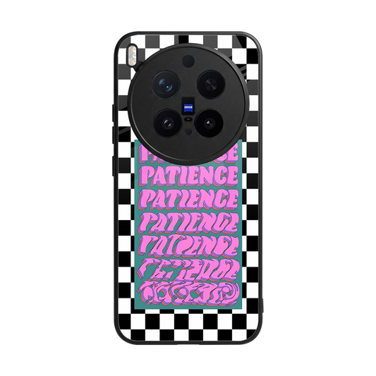 Patience Checkered back phone cover | glass case for vivo x300 pro