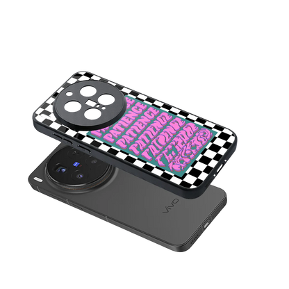 Patience Checkered sleek vivo x300 pro cover with tempered glass back and TPU edges