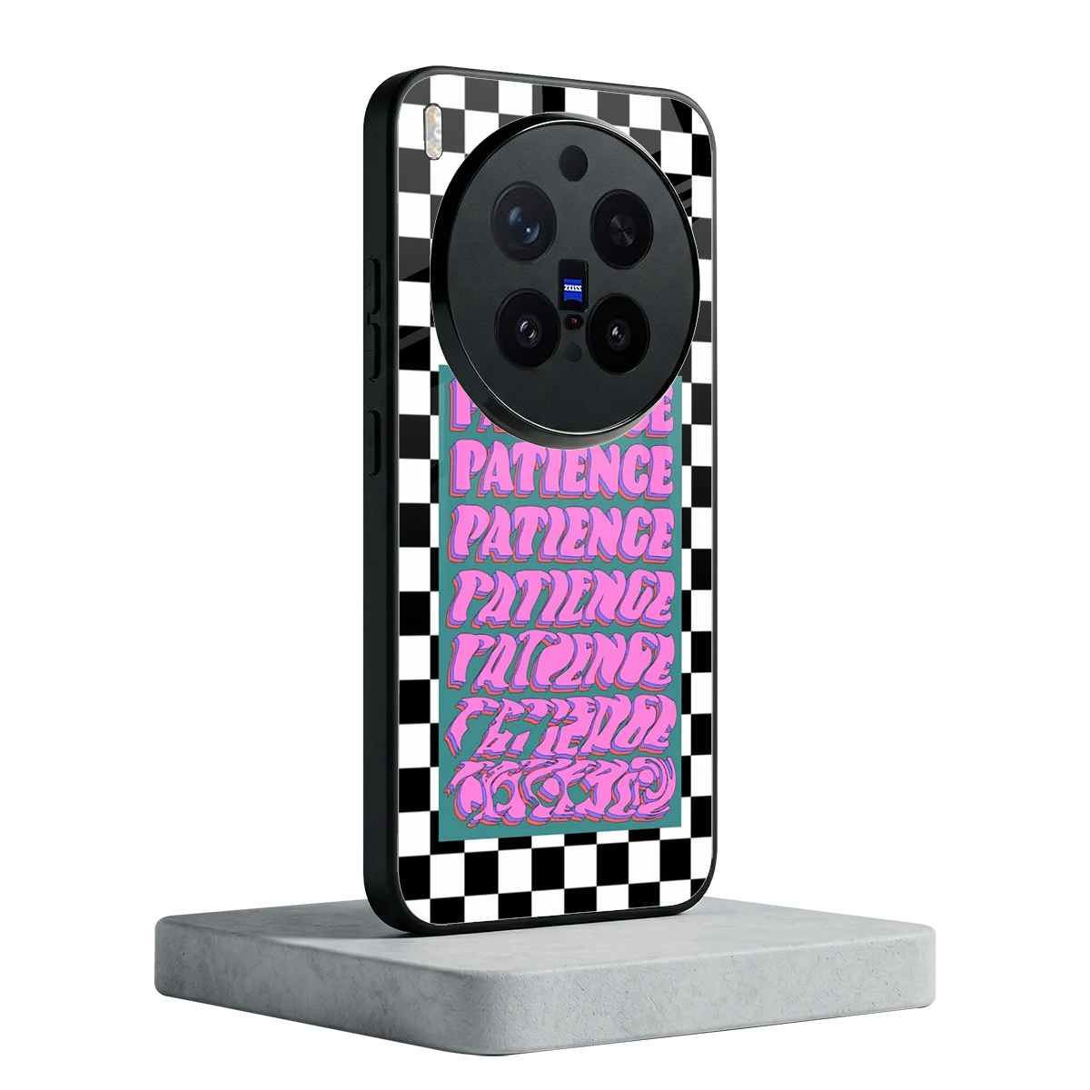 Patience Checkered vivo x300 pro mobile cover | shockproof glass phone case