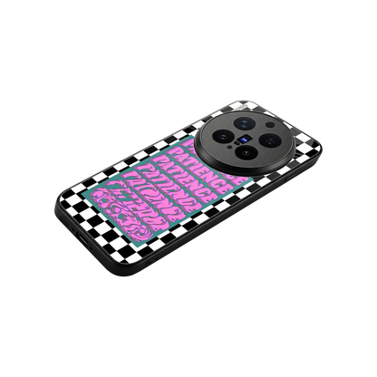 Patience Checkered stylish phone case for vivo x300 pro | glossy glass and slim fit