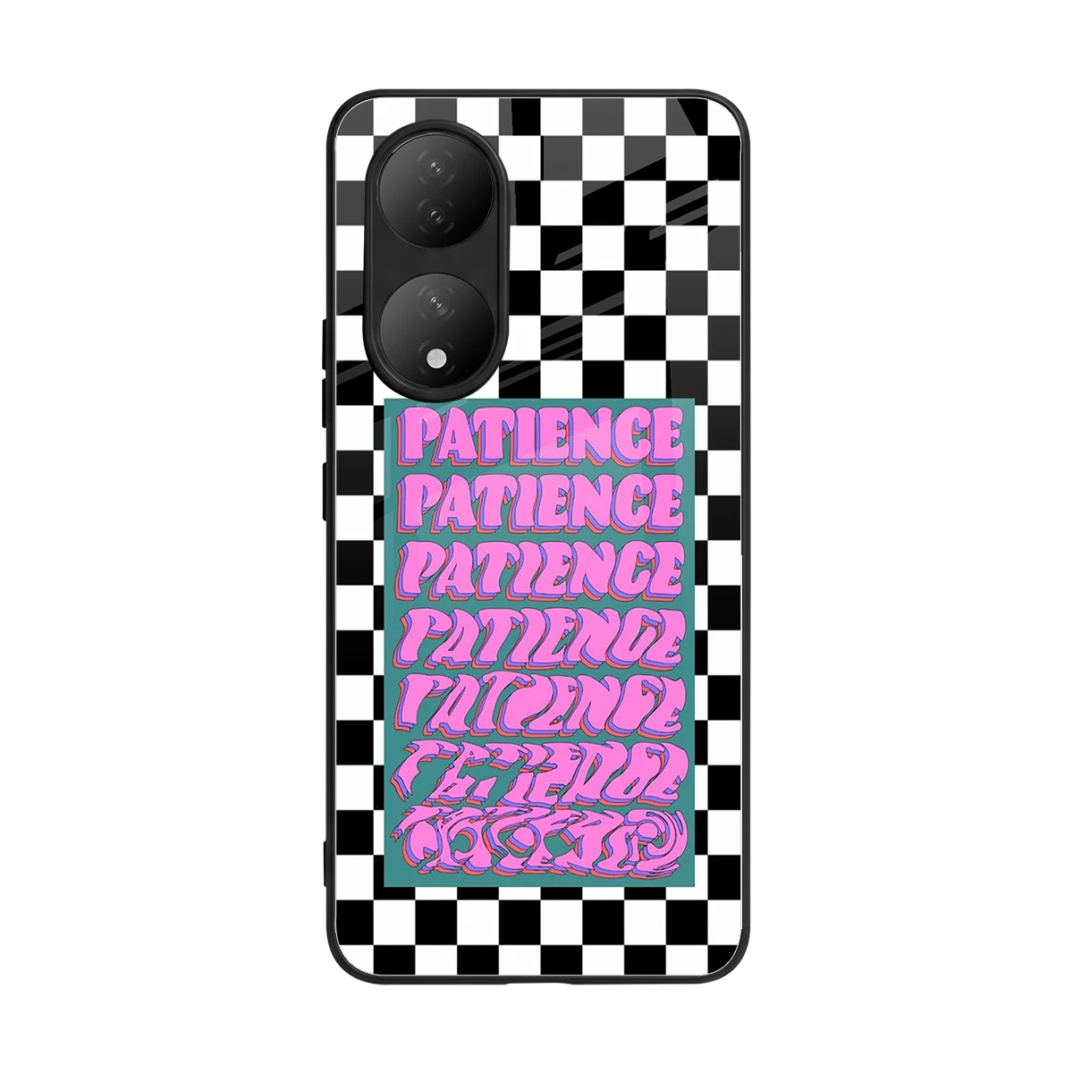 Patience Checkered back phone cover | glass case for Vivo-y100