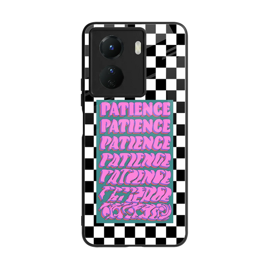 Patience Checkered back phone cover | glass case for vivo y16