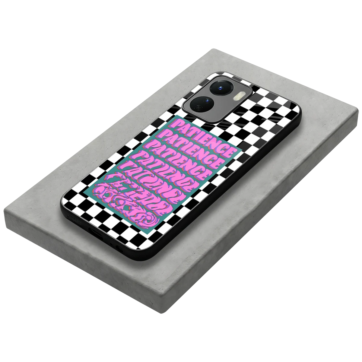 Patience Checkered stylish phone case for vivo y16 | glossy glass and slim fit