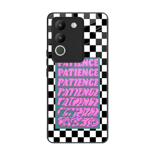 Patience Checkered back phone cover | glass case for vivo y200 5g