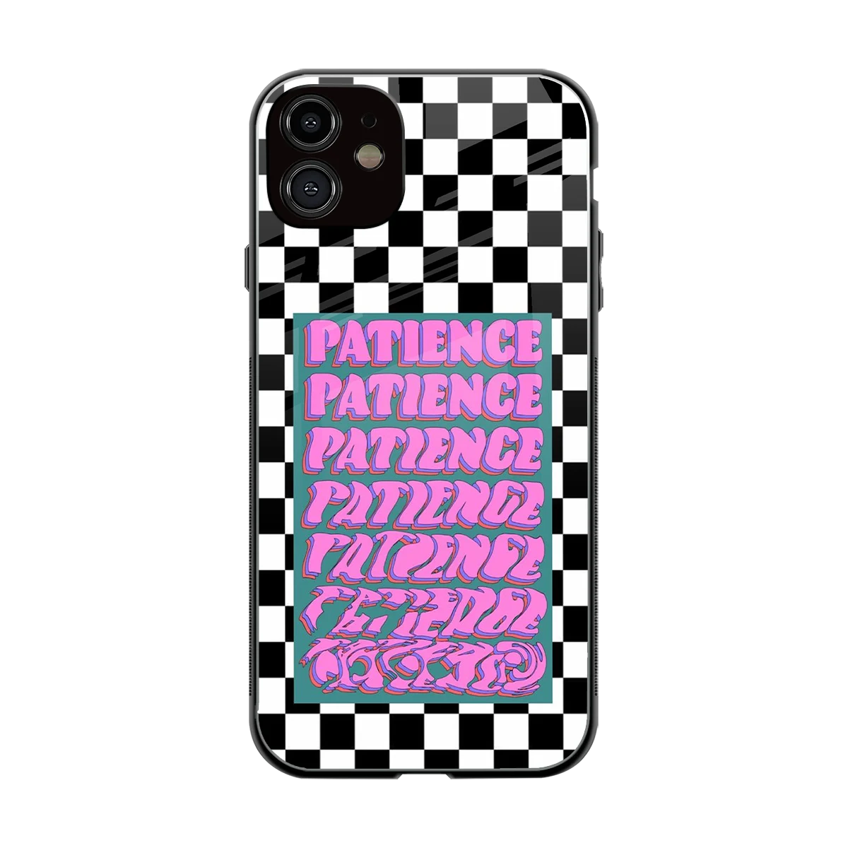 Patience Checkered back phone cover | glass case for iphone 12
