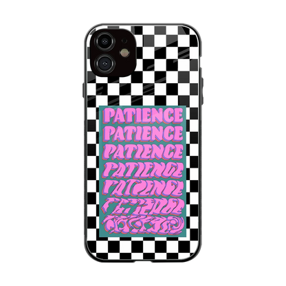Patience Checkered back phone cover | glass case for iphone 12