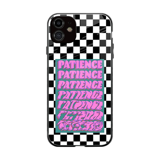 Patience Checkered back phone cover | glass case for iphone 12