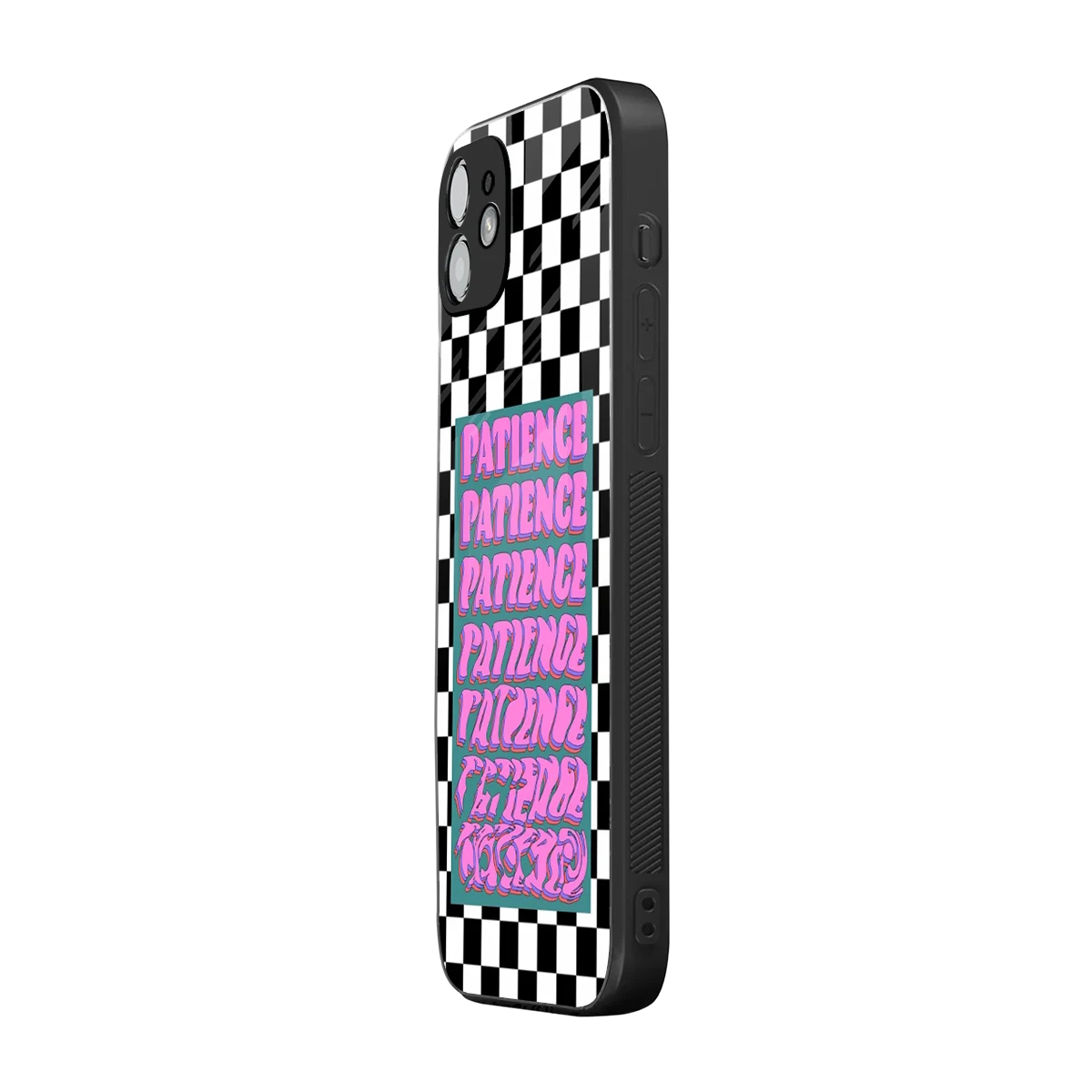Patience Checkered iphone 12 mobile cover | shockproof glass phone case